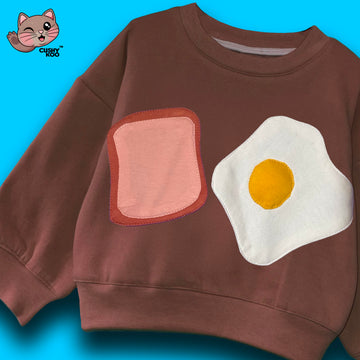 Toast and Omelette T-shirt - Brown