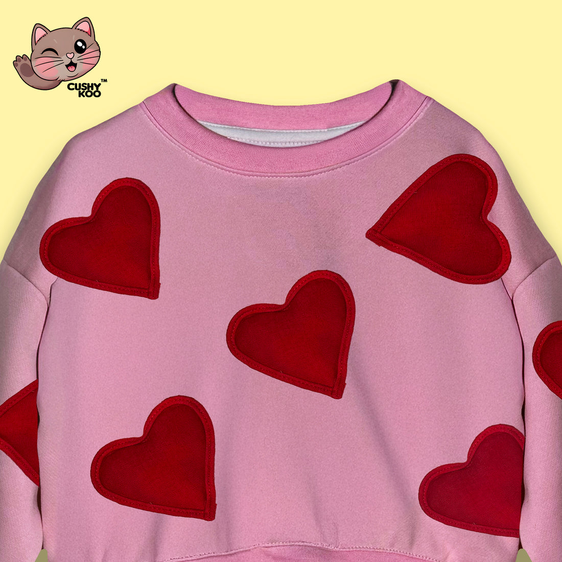 Puffy Hearts Tshirt - Pink