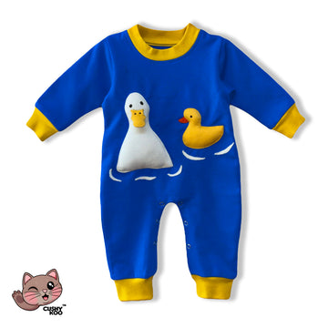 Duck and Duckling Baby Romper - Blue