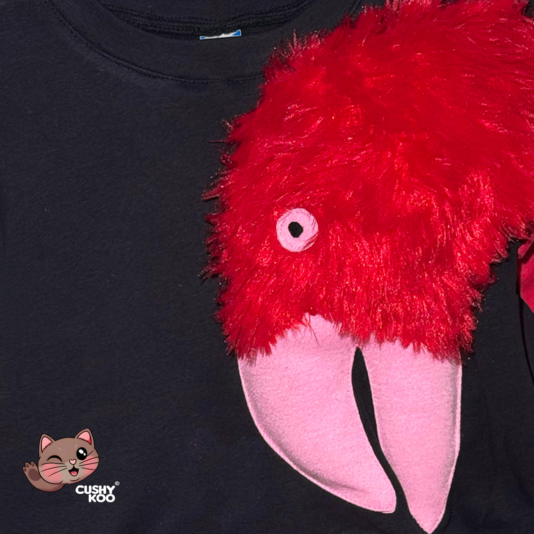 Red Parrot Tee - Satin Black