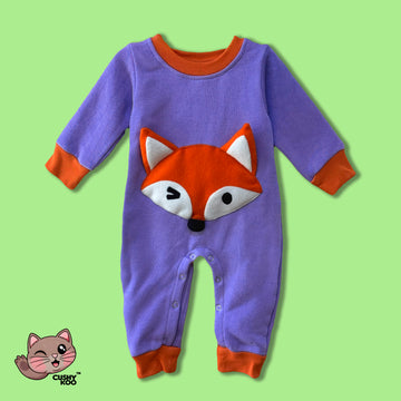 Cute Fox Baby Romper - Purple