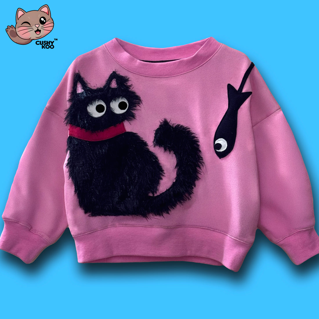 Furry Cat Fishing - Pink Tee