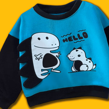 Hello Dino Tee - Blue Black Version