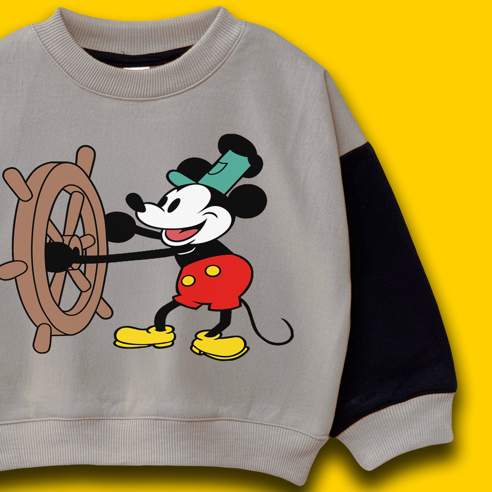 Steamboat Willie- Beige Black T-shirt