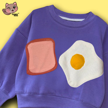 Toast and Omelette T-shirt - Purple