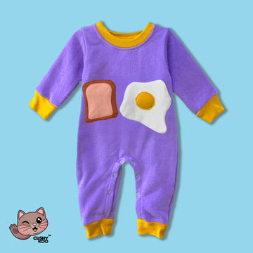 Toast and Omelette Baby Romper - Purple