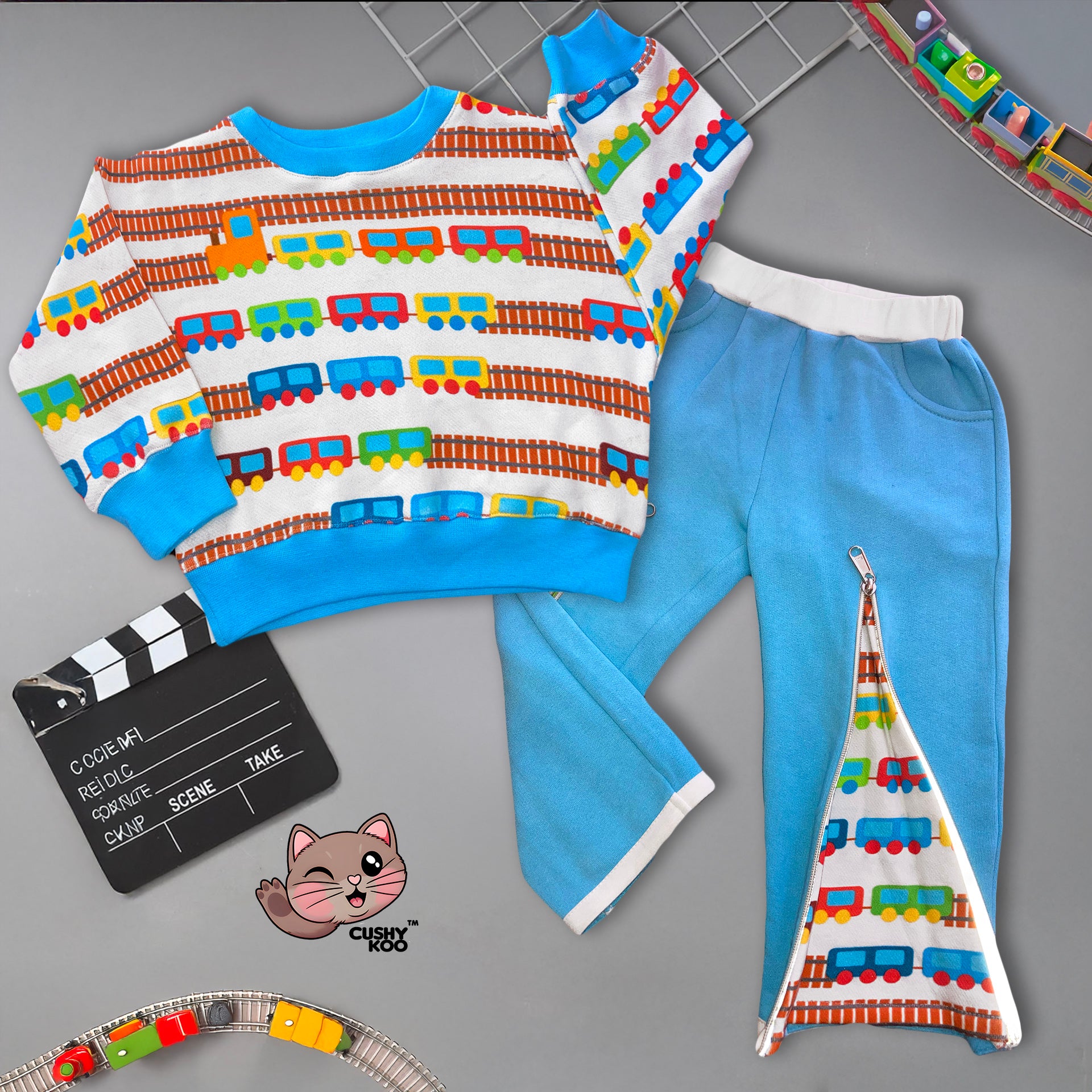 Choo-Choo Train with Zipper Pants - Kid's Set